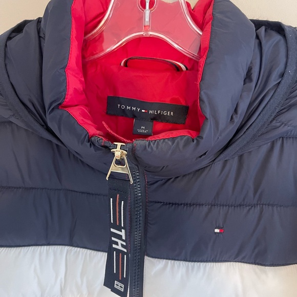 Tommy Hilfiger Women’s Medium Puffer Jacket Winter Coat TH Red White Blue - Picture 3 of 7
